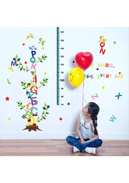 Çocuk ve Bebek Odası Boy Ölçer Harfler PVC Duvar Sticker