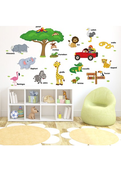 Orman Hayvanları ve İsimleri Çocuk ve Bebek Odası PVC Duvar Sticker