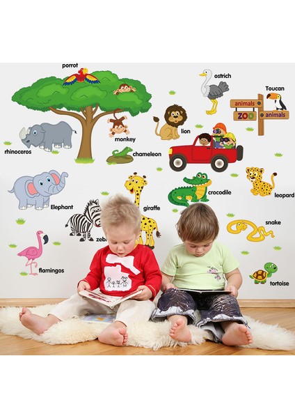 Orman Hayvanları ve İsimleri Çocuk ve Bebek Odası PVC Duvar Sticker
