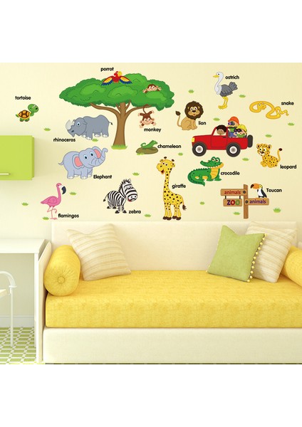 Orman Hayvanları ve İsimleri Çocuk ve Bebek Odası PVC Duvar Sticker