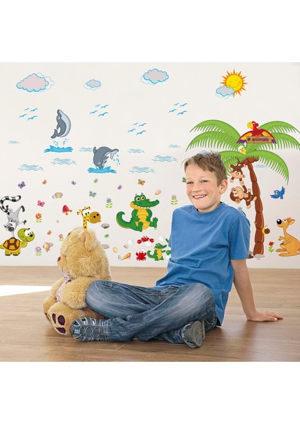 Sevimli Timsah ve Hayvanlar Bebek ve Çocuk Odası PVC Duvar Sticker modelleri