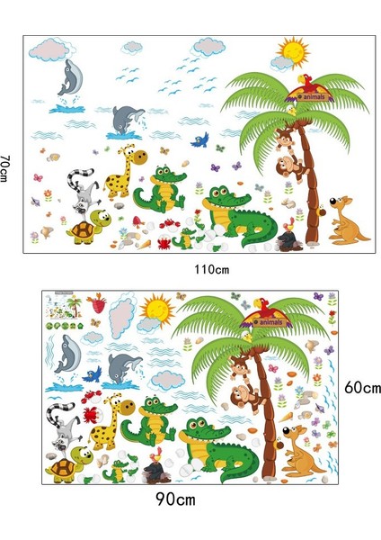Sevimli Timsah ve Hayvanlar Bebek ve Çocuk Odası PVC Duvar Sticker indirimleri