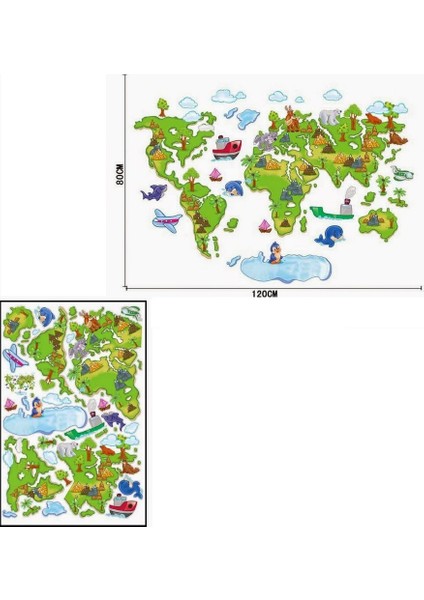 Çocuk Haritası Dünya Atlası Bebek ve Çocuk Odası PVC Duvar Sticker