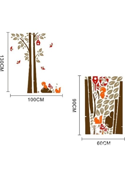 Ağaç Sincap Kuşlar Çocuk ve Bebek Odası PVC Duvar Sticker modelleri
