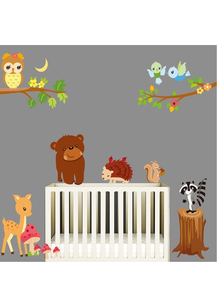 Orman Hayvanları Çocuk ve Bebek Odası PVC Duvar Sticker