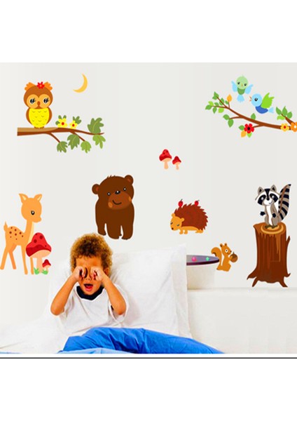 Orman Hayvanları Çocuk ve Bebek Odası PVC Duvar Sticker fiyatları