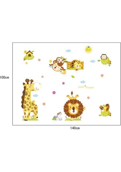 Neşeli Orman Hayvanları Bebek ve Çocuk Odası PVC Duvar Sticker fırsatları