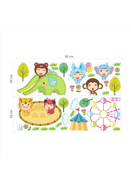 Sevimli Bebekler Lunapark Bebek ve Çocuk Odası PVC Duvar Sticker fırsatları