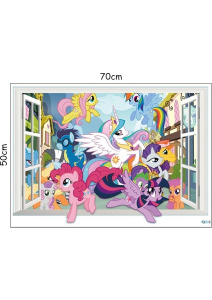 Pony Midilli 3 Boyutlu Görünüm Bebek ve Çocuk Odası PVC Duvar Sticker