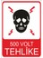 500 Volt Tehlike 25 X 35 Cm Uyarı Levhası 1