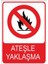 Ateşle Yaklaşma 25 X 35 Cm Uyarı Levhası 1