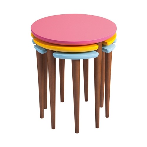 Mobilya Şöleni Ozi Zigon Sehpa Mavi/Sarı/Pembe Fiyatı