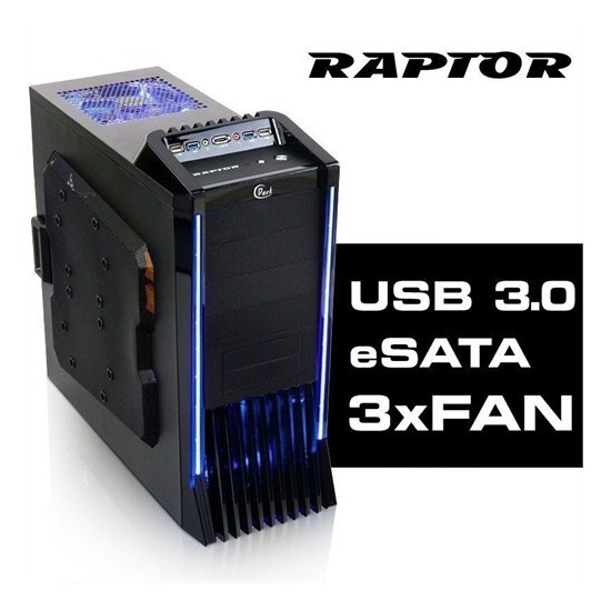 Dark Raptor USB 3.0/eSATA 1x14cm ve 2x12cm Fanlı Oyuncu Kasa (DKCHRAPTOR)