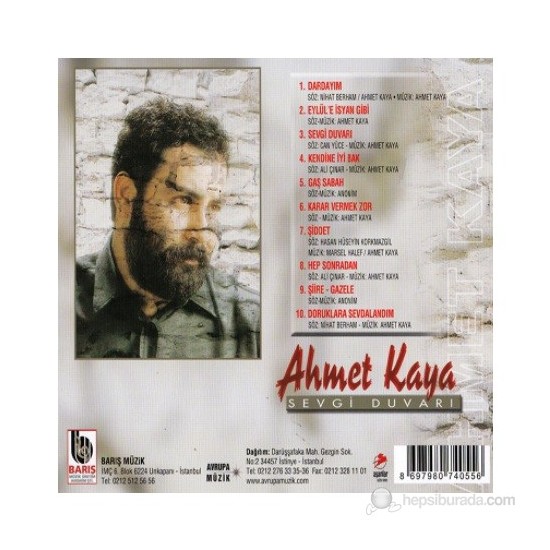 Ahmet Kaya Sevgi Duvarı ( CD ) Fiyatı Taksit Seçenekleri