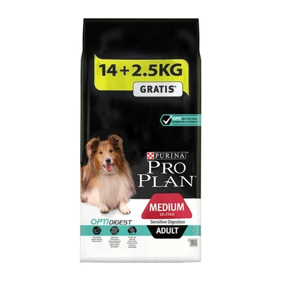 Pro Plan Sensitive Digestion Kuzulu ve Pirinçli Orta Irk Yetişkin Köpek Maması 14kg + 2,5kg