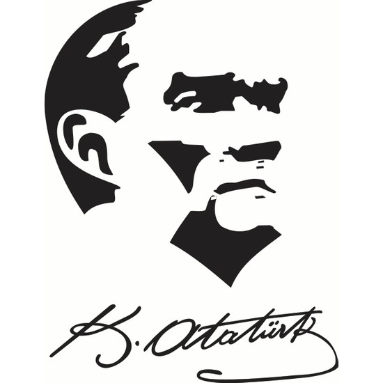 Atatürk Silüeti + İmza - Oto Sticker