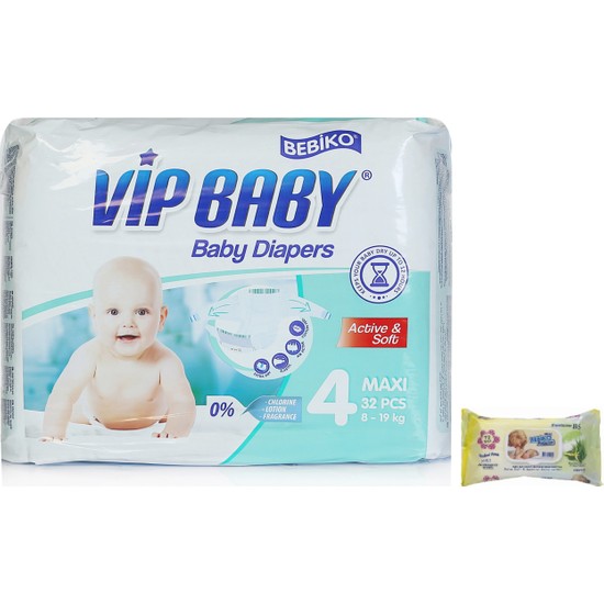 Bebiko Vip Baby Bebek Bezi Active &amp; Soft Maxi 4 Beden 32 Fiyatı