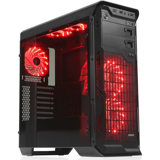 Dark N10 Advanced 600W 80+ 5x12cm Kırmızı Fanlı Fan Kontrolcülü Full Cam Yan Panelli USB 3.0 Bilgisayar Kasası (DKCHN10ADV600)