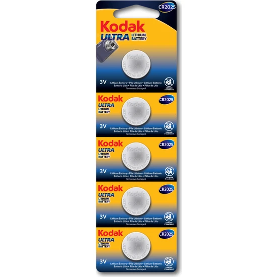 Kodak 5 Adet CR2025 Lityum Para Pil