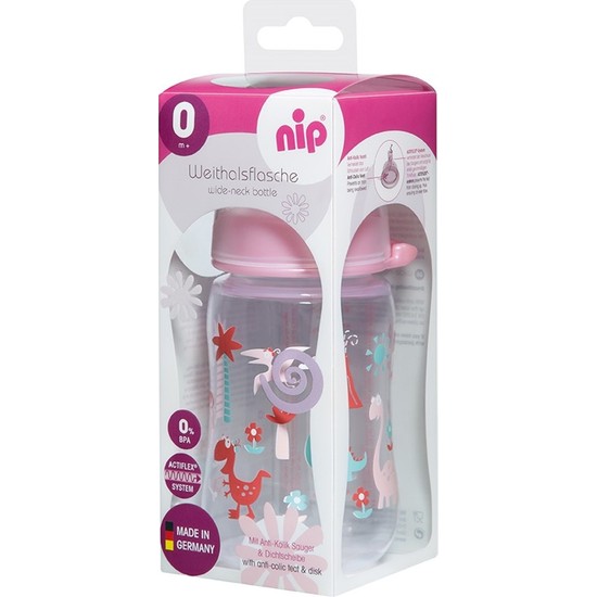 Nip Wide Neck Bottle 260 ml Dino Anti Kolik Biberon Fiyatı