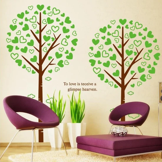 Crystal Kids Kalp Yapraklı Ağaç PVC Duvar Sticker