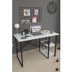 Bofigo 60X120 cm 2 Raflı Çalışma Masası Bilgisayar Masası Ofis Ders Yemek Masası Kafka Beyaz