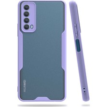 noktaks - Huawei P Smart 2021 - Kılıf Kenarı Renkli Arkası Şeffaf Parfe Kapak - Mor