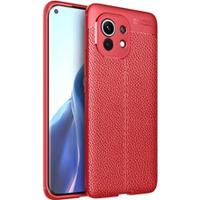 Kilifone - Xiaomi Mi 11 - Kılıf Deri Görünümlü Auto Focus Karbon Niss Silikon Kapak