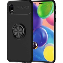 kilifone - Samsung Galaxy A01 Core - Kılıf Yüzüklü Karbon Ravel Silikon Kapak - Siyah - T16537