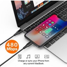 Novoo Type-C iPhone Uyumlu Lightning Hızlı Şarj Kablosu Beyaz 1.8 Metre