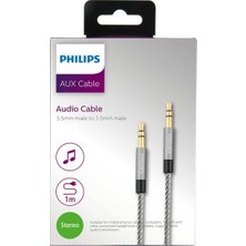 Philips SWR2114B Örgülü 3.5 Jack Aux Ses Kablosu Gri 1 Metre