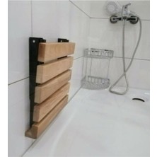 Kampasist Ahşap Katlanabilir Duvara Monte Duş Taburesi 32,5 x 39 cm