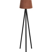 Ağaç Ustası Düz 3 Ayak Tripod Lambaderabajur Köşe Lambası Ahşap Siyah Ağaç Dekor Lamba Aplik Masif Doğal