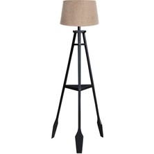 Ağaç Ustası Remi 3 Ayaklı Tripod Lambader Siyah Ahşap Köşe Lambası Abajur