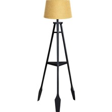 Ağaç Ustası Remi 3 Ayaklı Tripod Lambader Siyah Ahşap Köşe Lambası Abajur