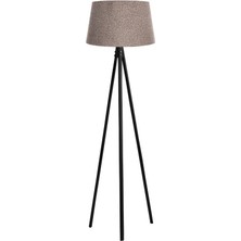 Ağaç Ustası Oval  3 Ayak Tripod  Lambader Abajur Köşe Lambası Ahşap Siyah