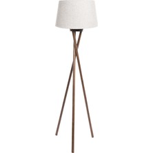 Ağaç Ustası Cross Leg Tripod 3 Ayaklı Ahşap Lambader Abajur Köşe Lambası Aydınlatma Naturel Masif Ağaç