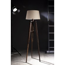 Ağaç Ustası Piega Tripod Lambader Abajur Avize Aydınlatma Ahşap Ceviz Ağaç Country Dekor Lamba Aplik Masif Doğal