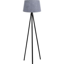 Ağaç Ustası Oval  3 Ayak Tripod  Lambader Abajur Köşe Lambası Ahşap Siyah