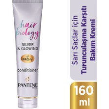 Pantene Hair Biology Grileşme ve Turunculaşma Karşıtı Saç Bakım Kremi Sarı Saçlar İçin Mor Şampuan Sonrası 160ML