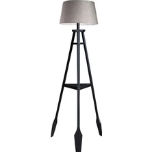 Ağaç Ustası Remi Tripod Lambader Abajur Avize Aydınlatma Ahşap Siyah Ağaç Country Dekor Lamba Aplik Masif Doğal