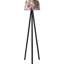 Ağaç Ustası Düz 3 Ayak Tripod Lambader Abajur Avize Aydınlatma Ahşap Siyah Ağaç Country Dekor Lamba Aplik Masif Doğal