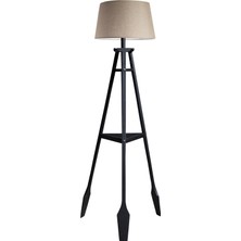 Ağaç Ustası Remi Tripod Lambader Abajur Avize Aydınlatma Ahşap Siyah Ağaç Country Dekor Lamba Aplik Masif Doğal