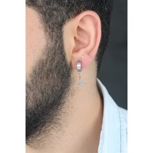 Moco Silver Renk Kaplama Osmanlı Tuğra Figürlü Kıstırmalı Çelik Erkek Küpe