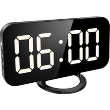 Valkyrie Aynalı LED Dijital Saat 2 USB Hızlı Şarj Alarmlı Masa Saati