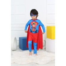 Harika Kids Erkek Çocuk Superman Kostüm Maske + Pelerin