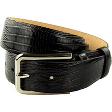 Emnana Krokodil Baskılı Dana Derisi Kemer - Siyah