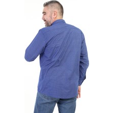 Ymz Moda Noktalı Desenli Klasik Gömlek - Sax