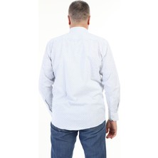 Ymz Moda Noktalı Desenli Klasik Gömlek - Beyaz