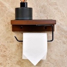 Mbi Konsept Kağıt Havlu - Tuvalet Kağıtlığı - Rulo Peçete - Banyo & Wc Ahşap Stand Askı 2 'li Takım Özel Yapım
